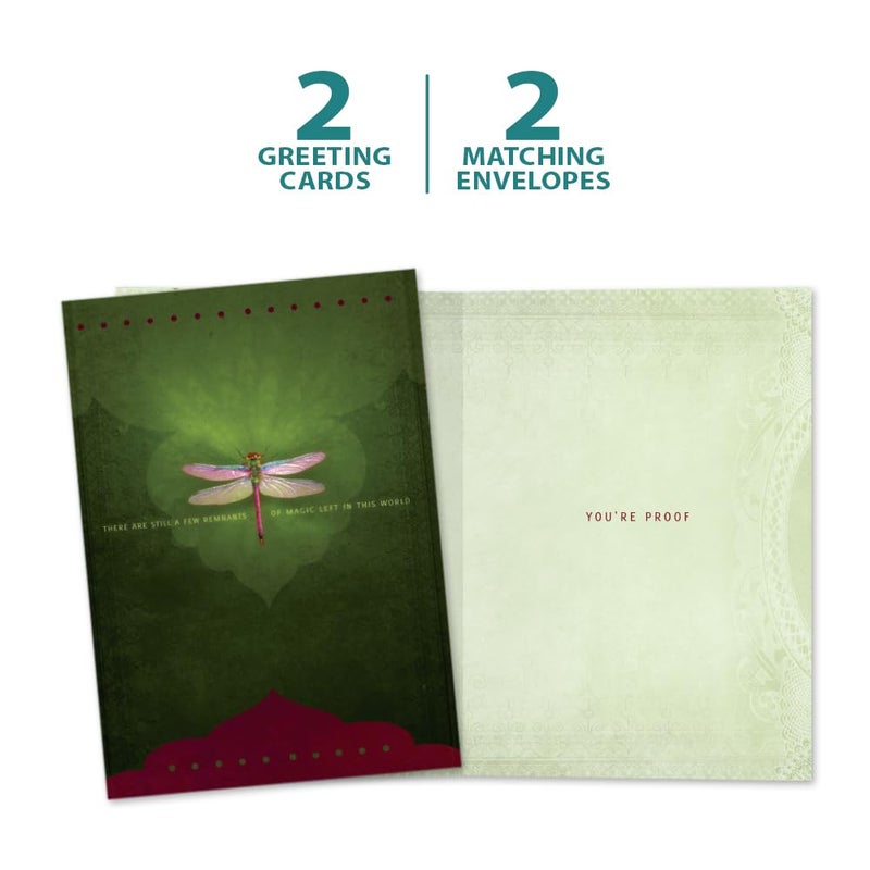 Tree-Free Greetings Magic Remnants Dragonfly All Occasion Cards - 2 Recycled 5x7 Cards & Matching Envelopes, Thick Cardstock, Sustainably Made in USA - Inspirational Art and Message - Image 5